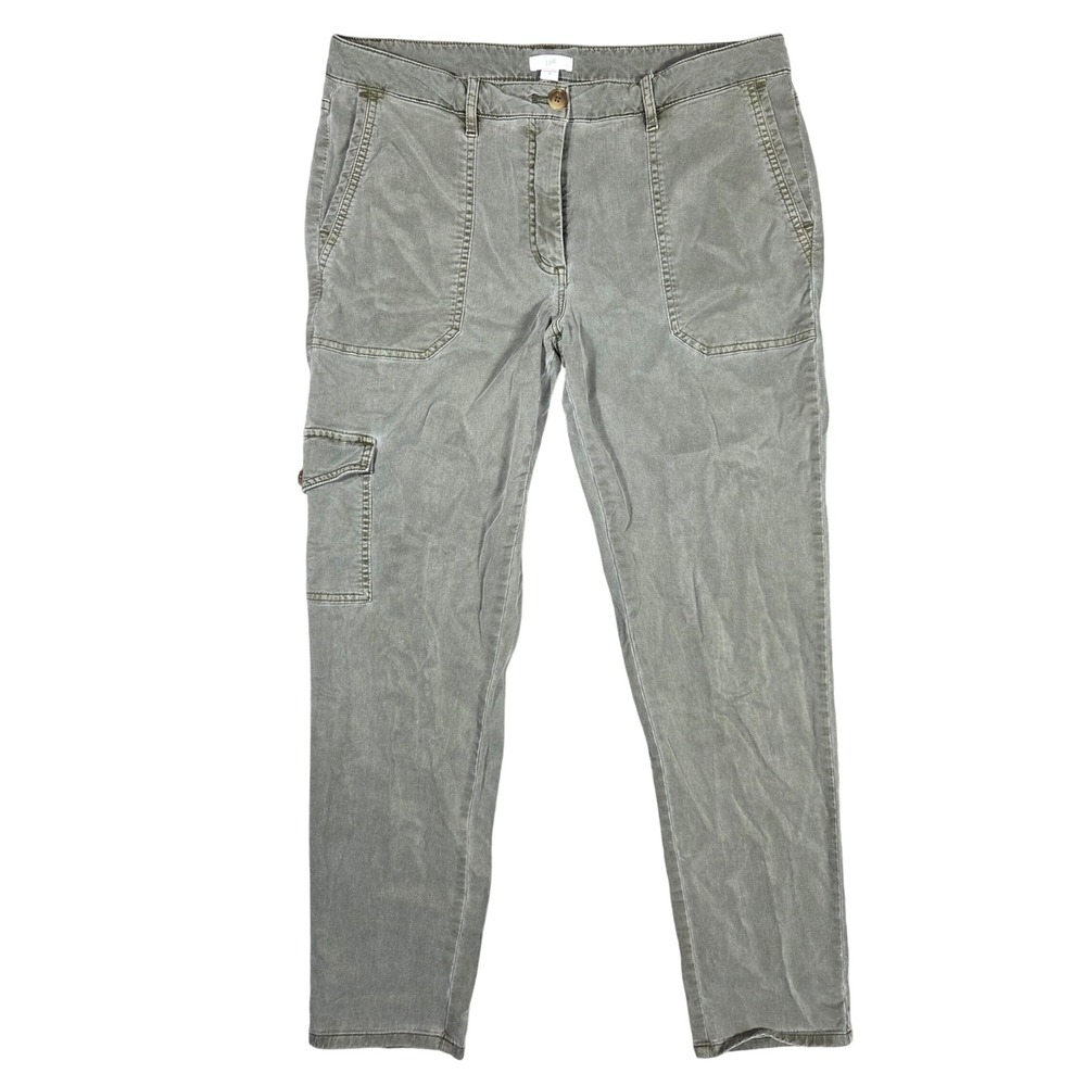J. Jill Womens Olive Green Tencel Blend Cargo Tapered Utility Pants Size 12